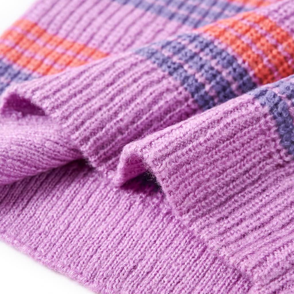 Dječji džemper prugasti pleteni ljubičasto-ružičasti 128