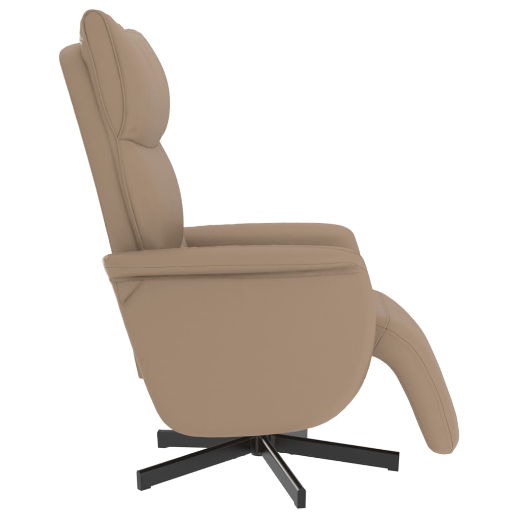 Naslonjač od umjetne kože s osloncem za noge boja cappuccina