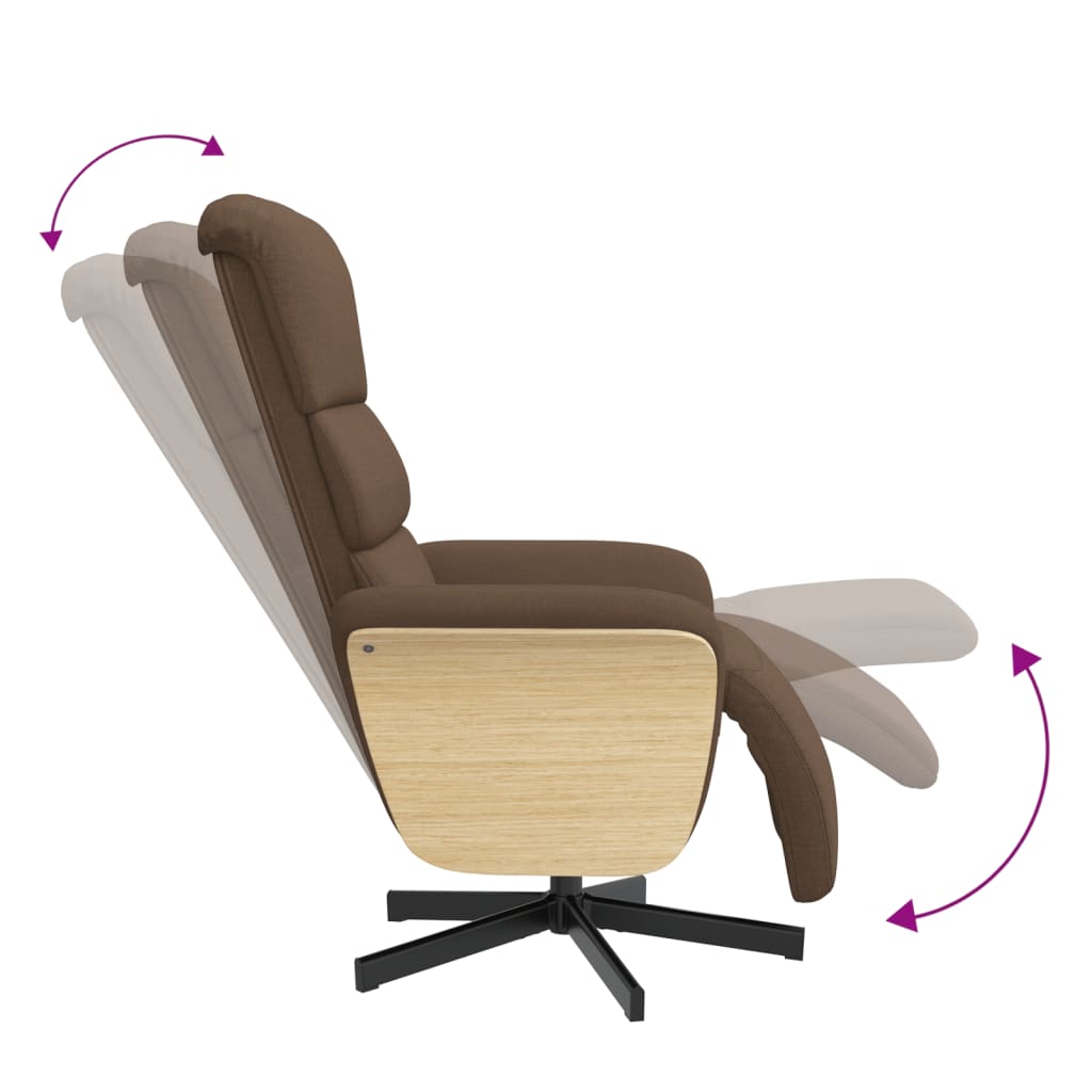 Naslonjač od tkanine s osloncem za noge smeđi