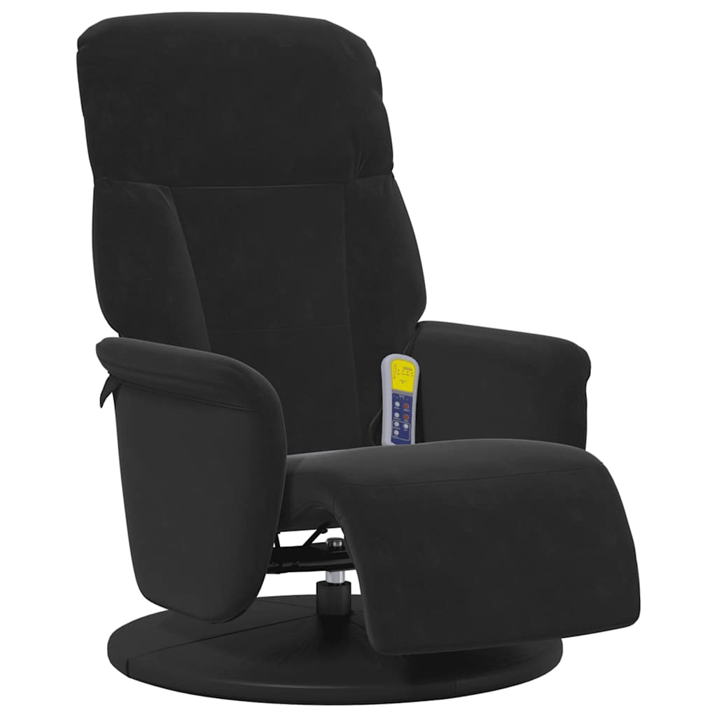 Masažni naslonjač s osloncem za noge crni baršunasti