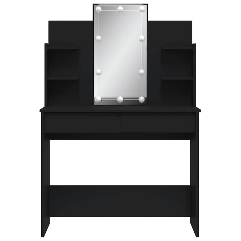 Toaletni stolić s LED svjetlima crni 96 x 40 x 142 cm