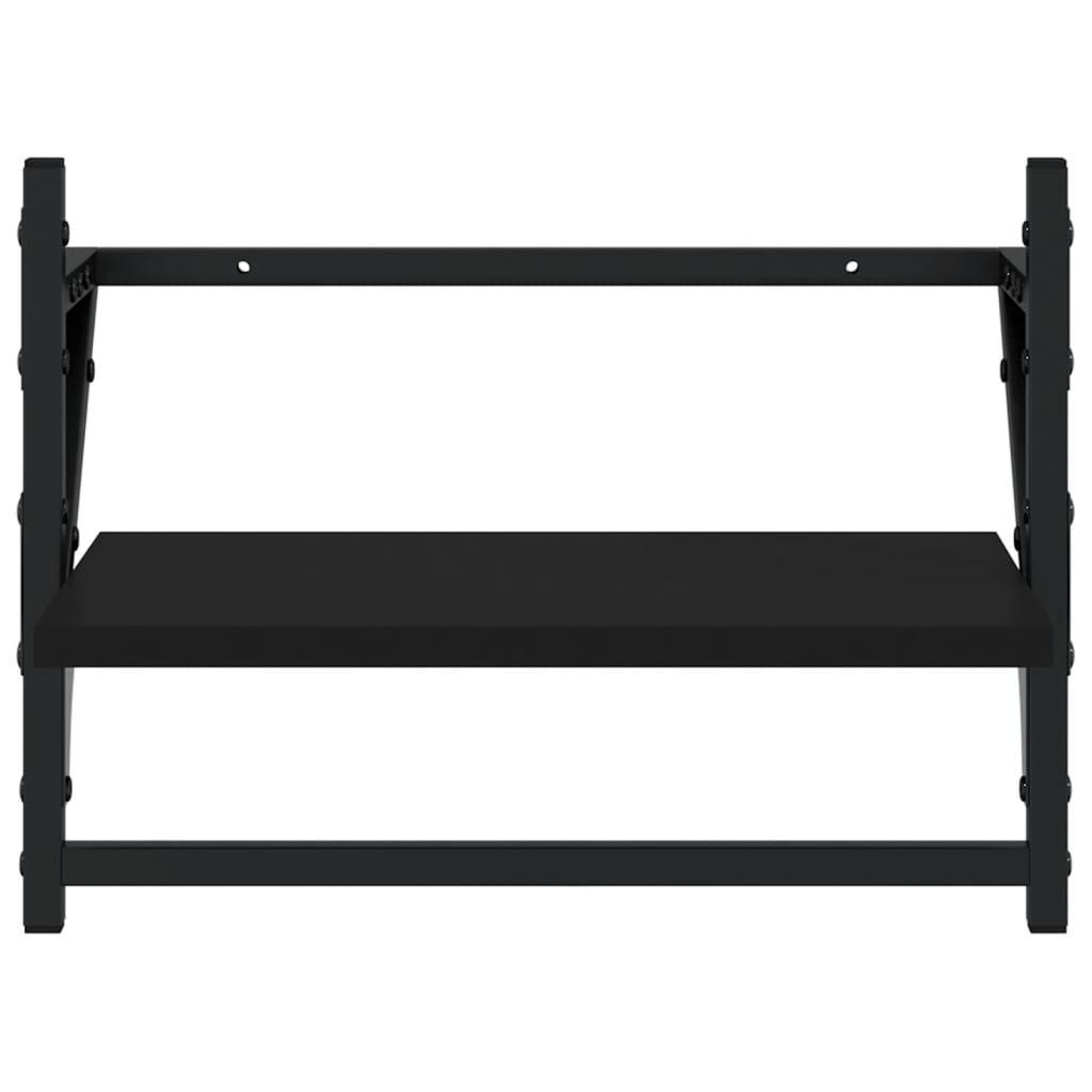 Zidne police s prečkama 2 kom crne 40x25x30 cm