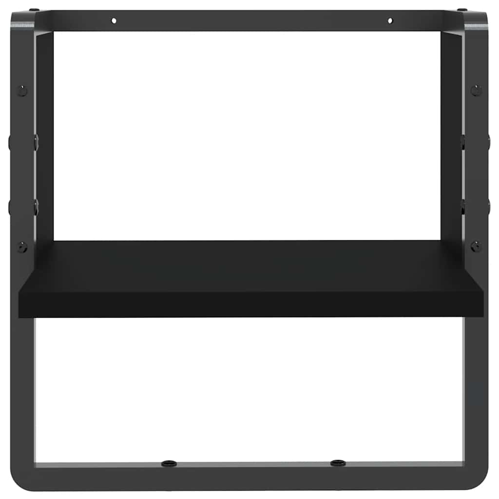Zidna polica s prečkom crna 30x25x30 cm