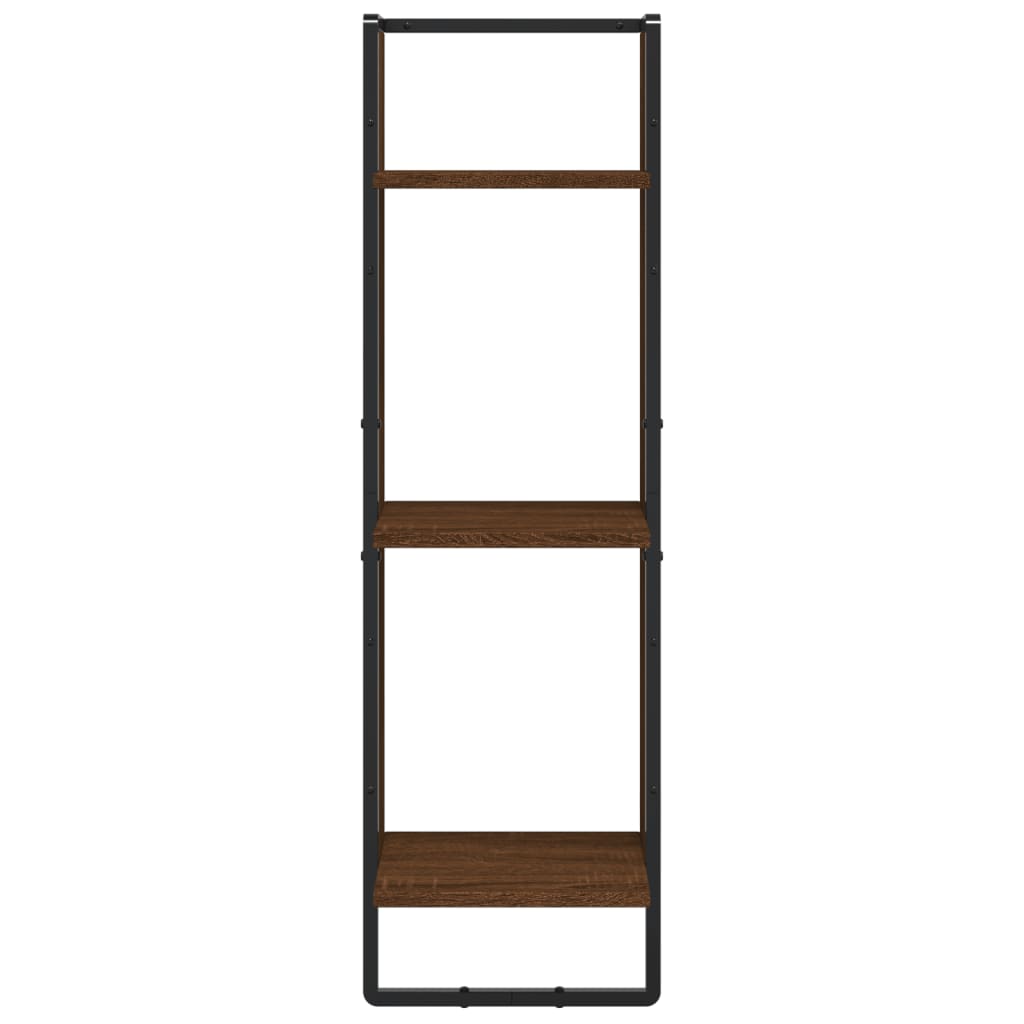 Zidna polica s 3 razine smeđa boja hrasta 30x25x100 cm drvena