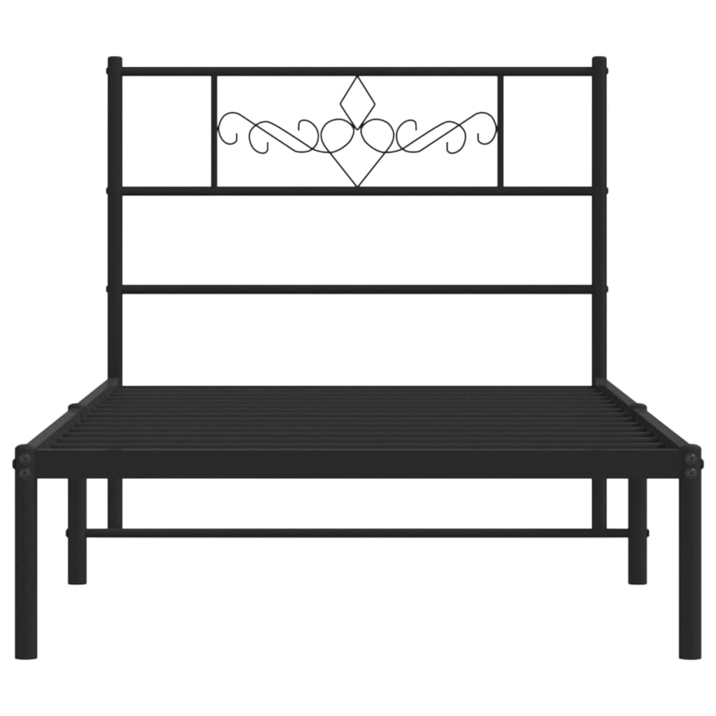 Metalni okvir za krevet s uzglavljem crni 90x190 cm