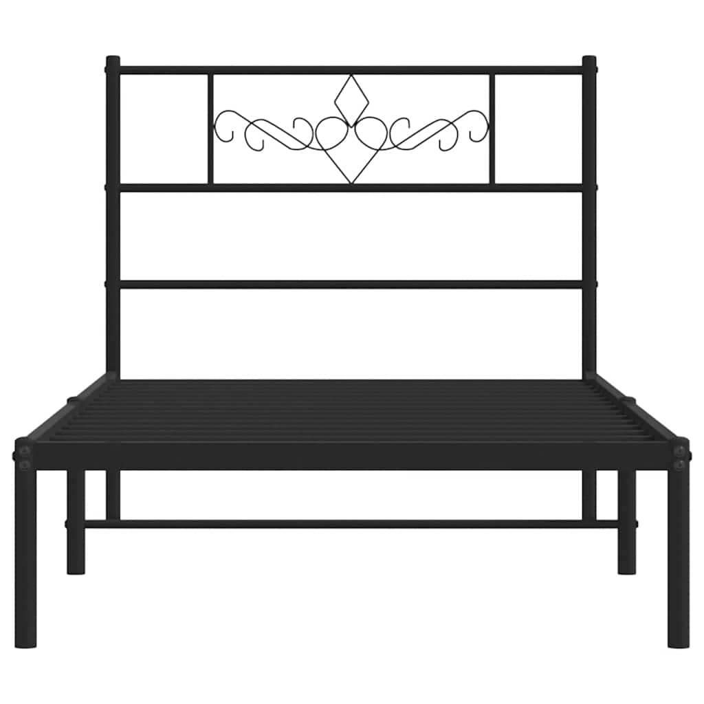 Metalni okvir za krevet s uzglavljem crni 100x190 cm