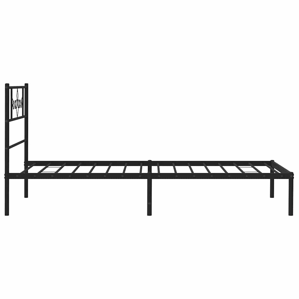 Metalni okvir za krevet s uzglavljem crni 100x190 cm