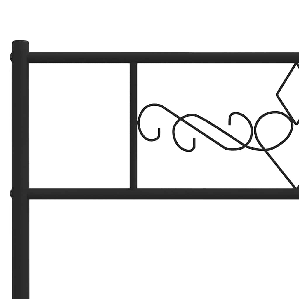 Metalni okvir za krevet s uzglavljem crni 100x190 cm