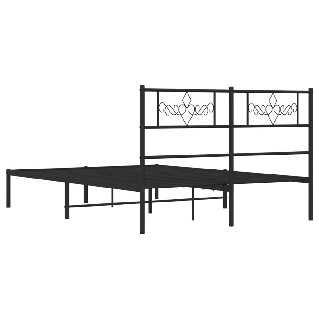 Metalni okvir za krevet s uzglavljem crni 120x190 cm