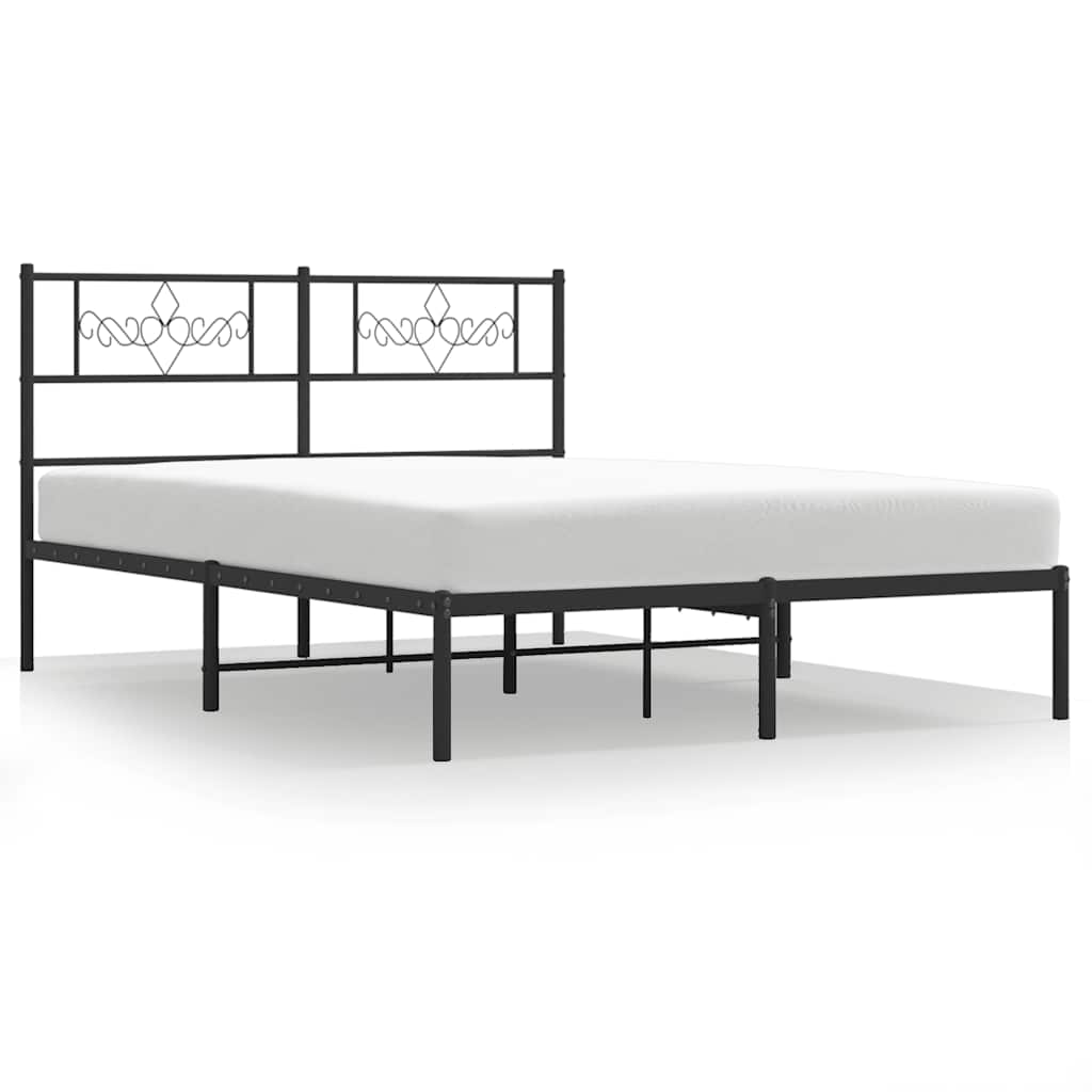Metalni okvir za krevet s uzglavljem crni 135x190 cm