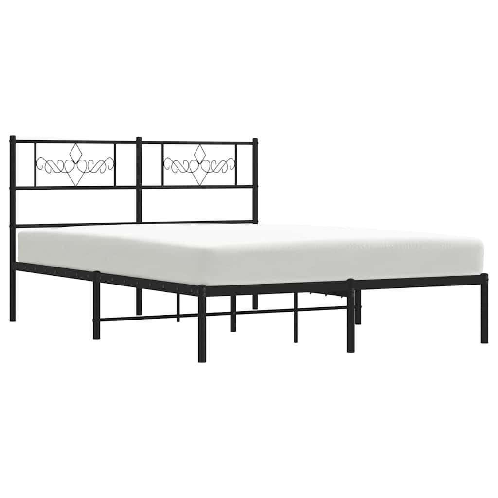 Metalni okvir za krevet s uzglavljem crni 135x190 cm