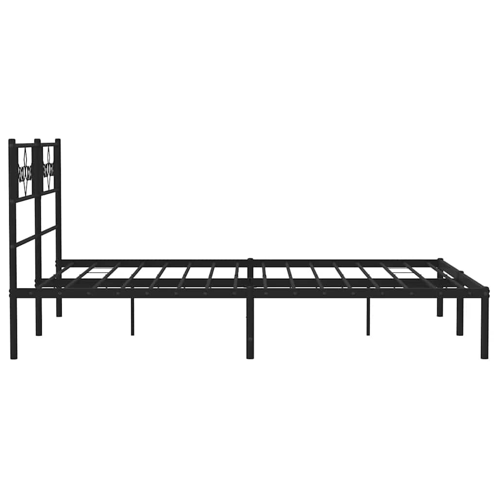 Metalni okvir za krevet s uzglavljem crni 135x190 cm