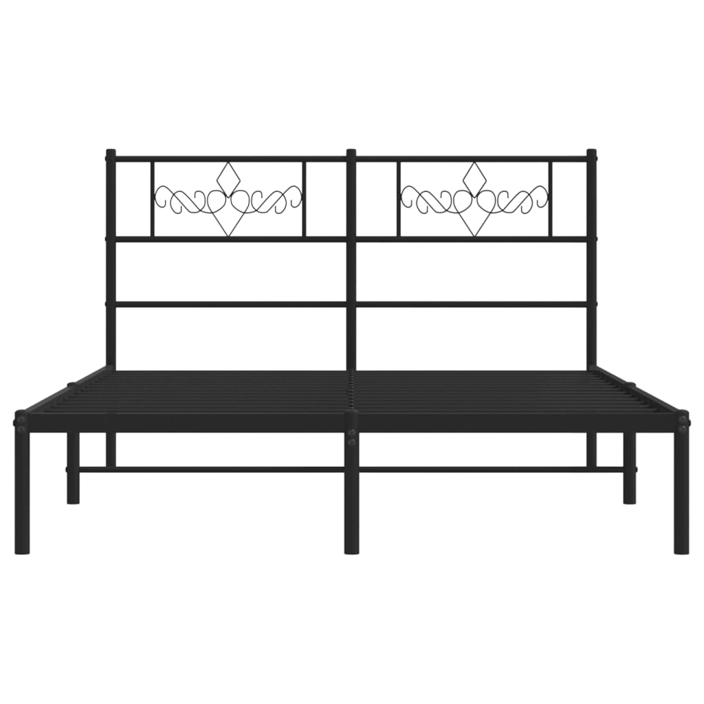 Metalni okvir za krevet s uzglavljem crni 140x190 cm