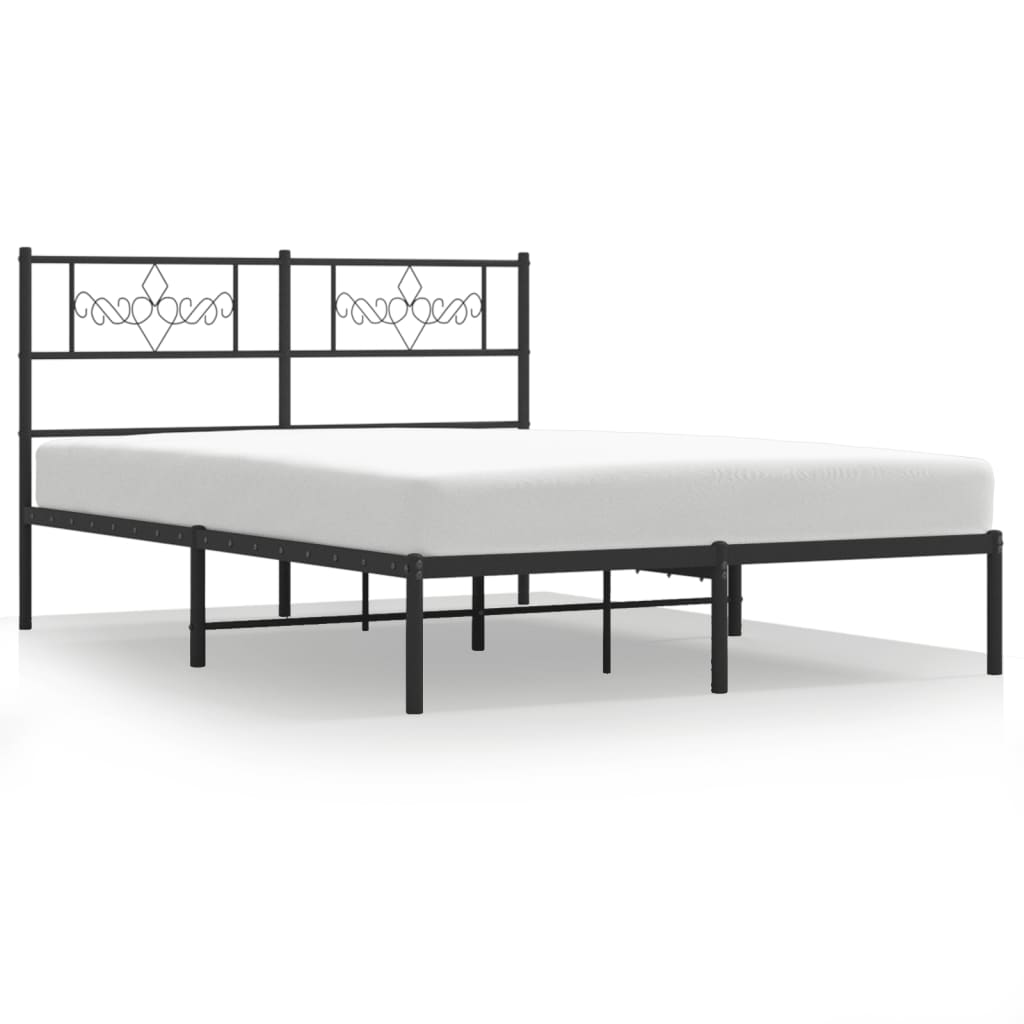 Metalni okvir za krevet s uzglavljem crni 140x200 cm