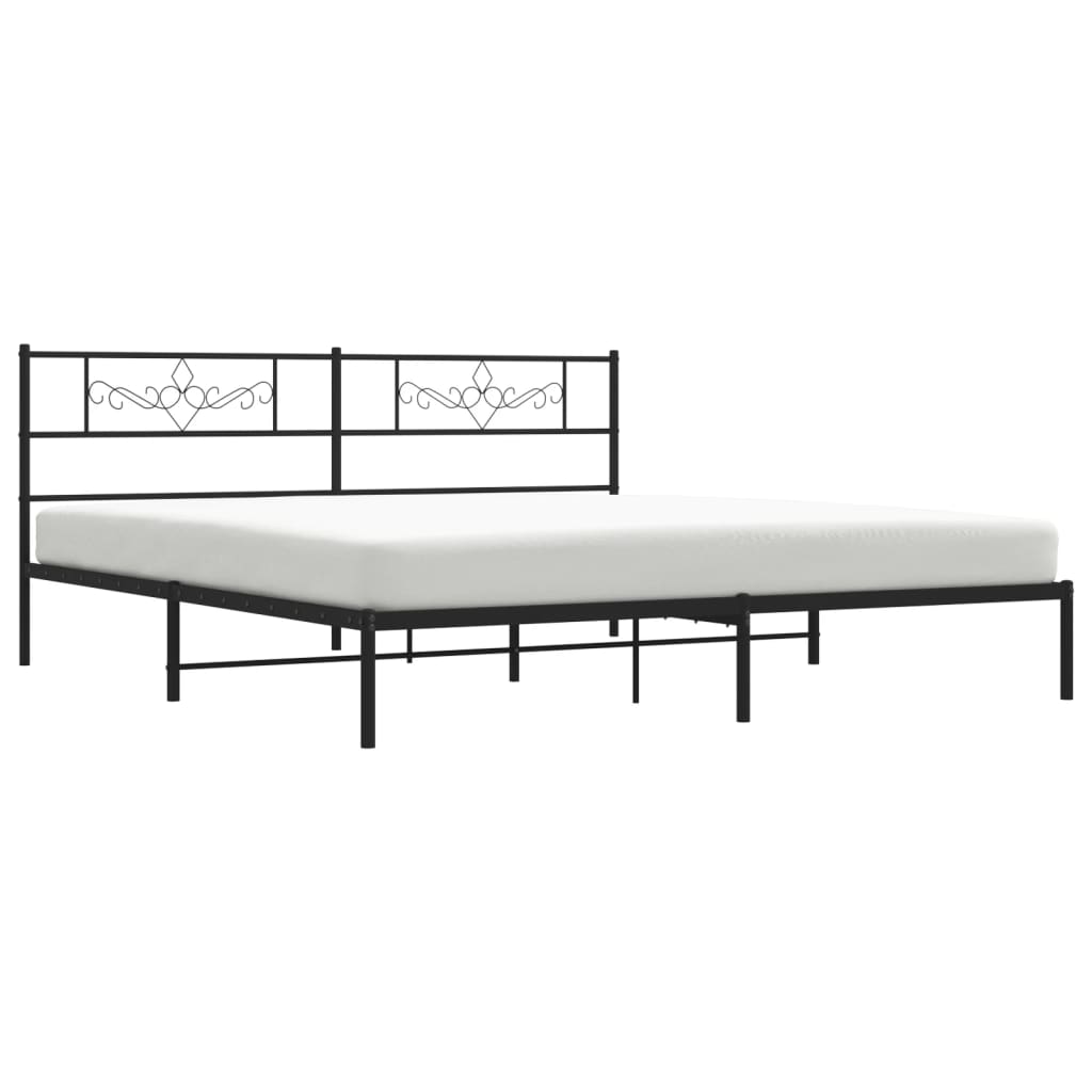 Metalni okvir za krevet s uzglavljem crni 180x200 cm