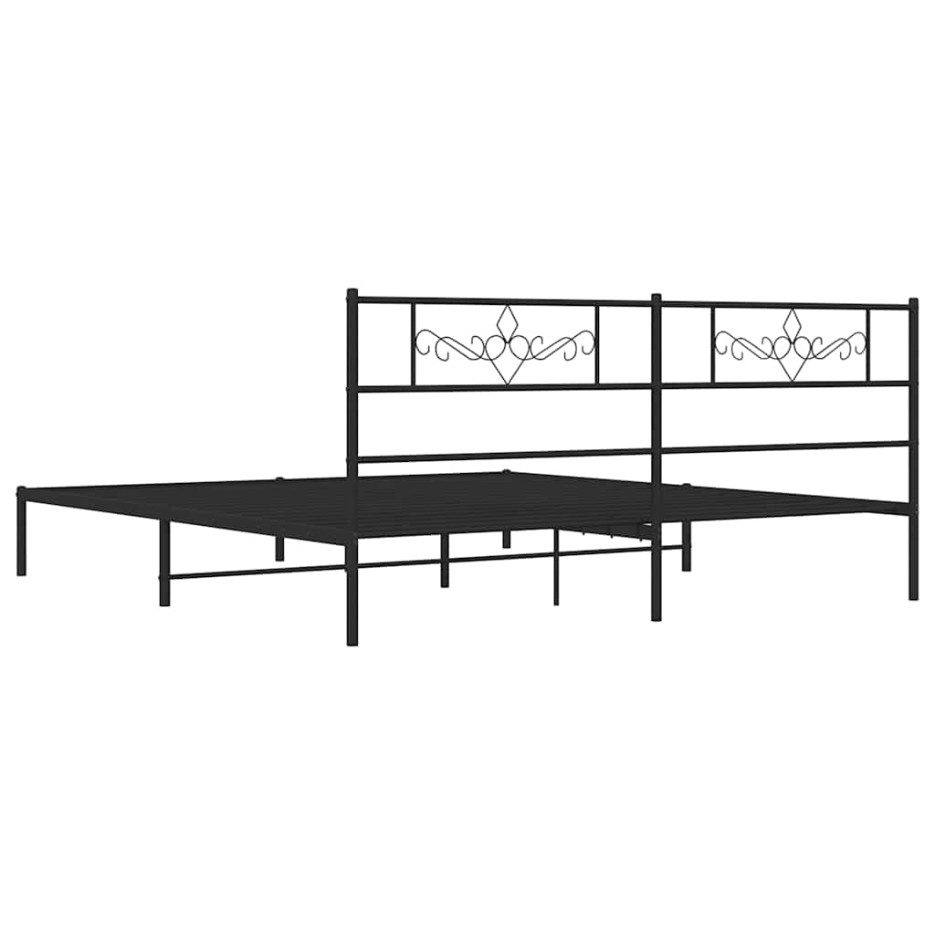 Metalni okvir za krevet s uzglavljem crni 183x213 cm