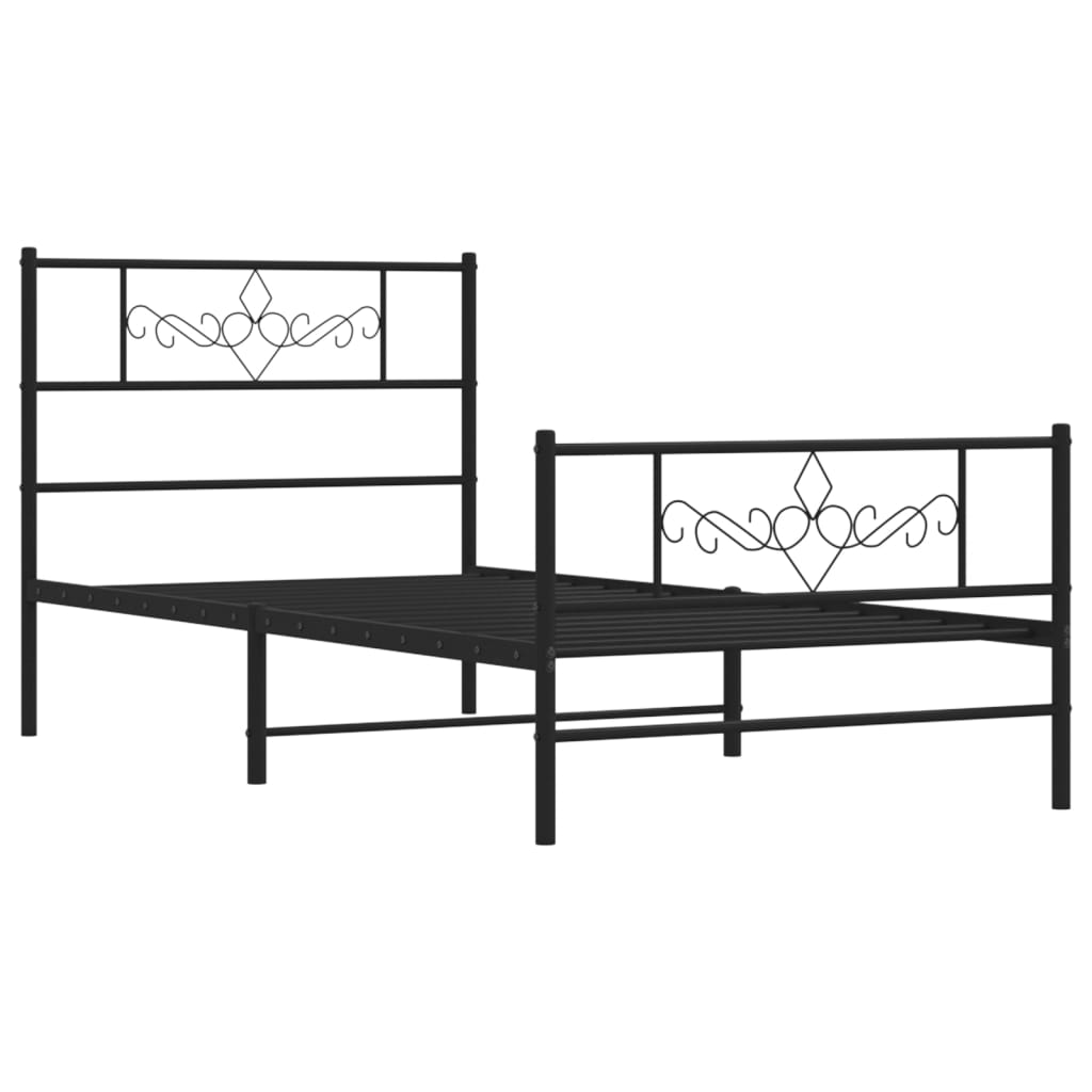 Metalni okvir kreveta uzglavlje i podnožje crni 80x200 cm