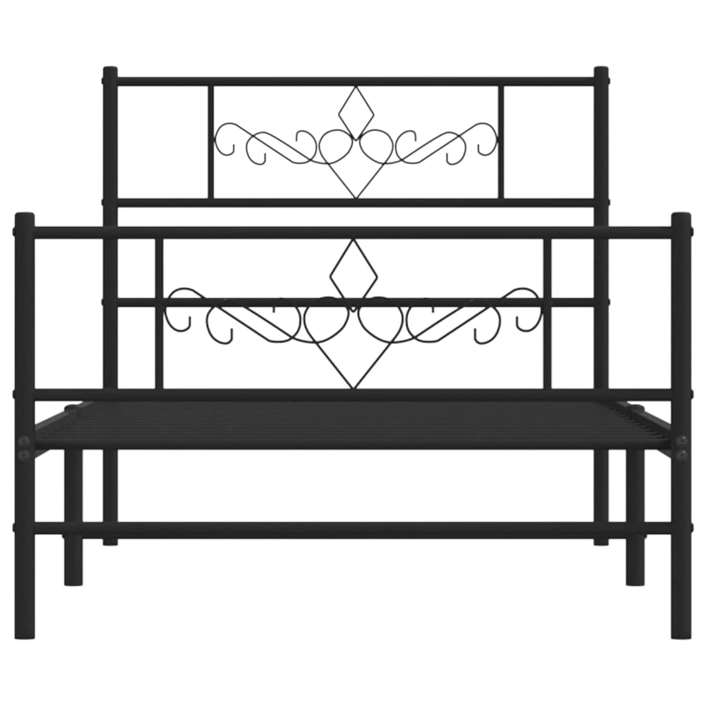 Metalni okvir kreveta uzglavlje i podnožje crni 80x200 cm
