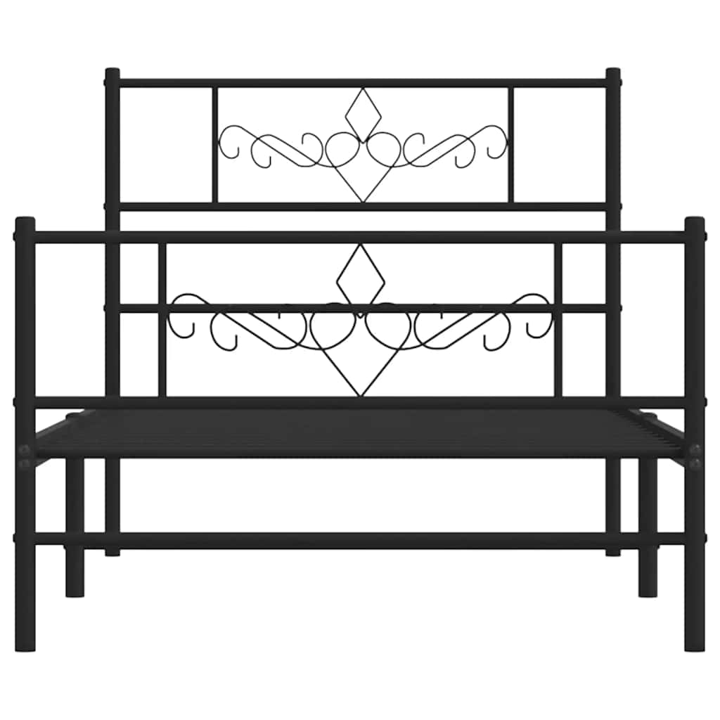 Metalni okvir kreveta uzglavlje i podnožje crni 100x190 cm