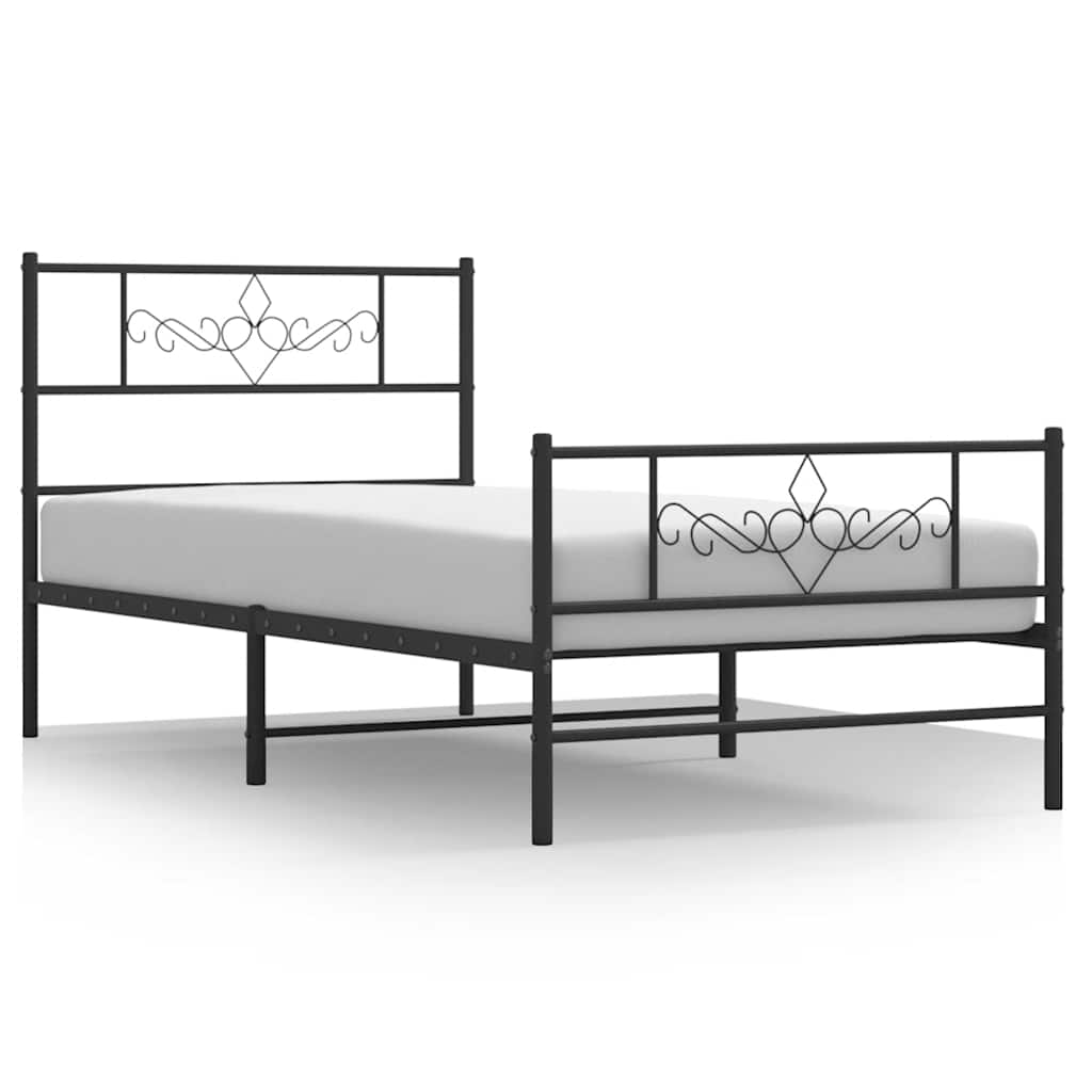 Metalni okvir kreveta uzglavlje i podnožje crni 100x200 cm