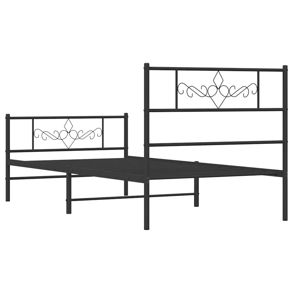 Metalni okvir kreveta uzglavlje i podnožje crni 100x200 cm