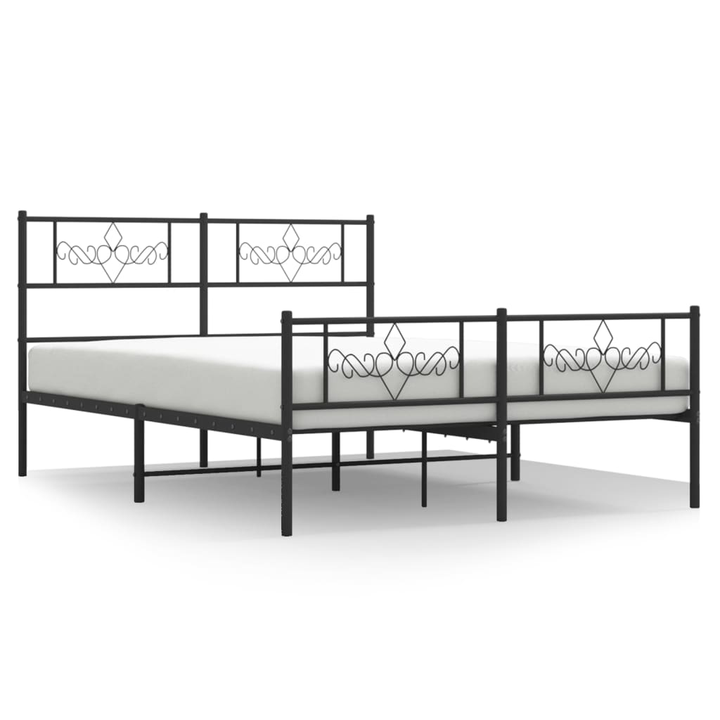 Metalni okvir kreveta uzglavlje i podnožje crni 120x190 cm
