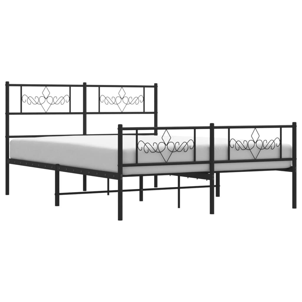 Metalni okvir kreveta uzglavlje i podnožje crni 120x190 cm