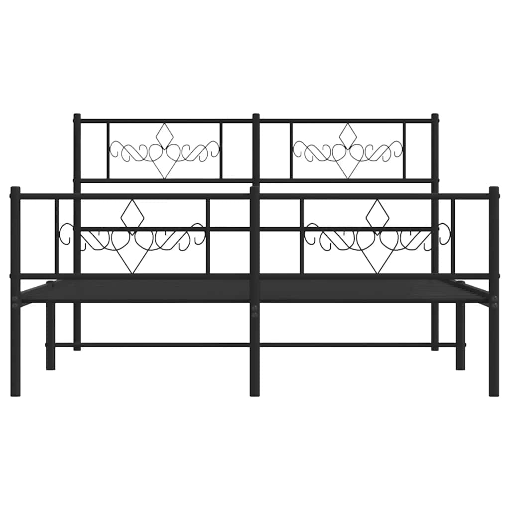 Metalni okvir kreveta uzglavlje i podnožje crni 135x190 cm