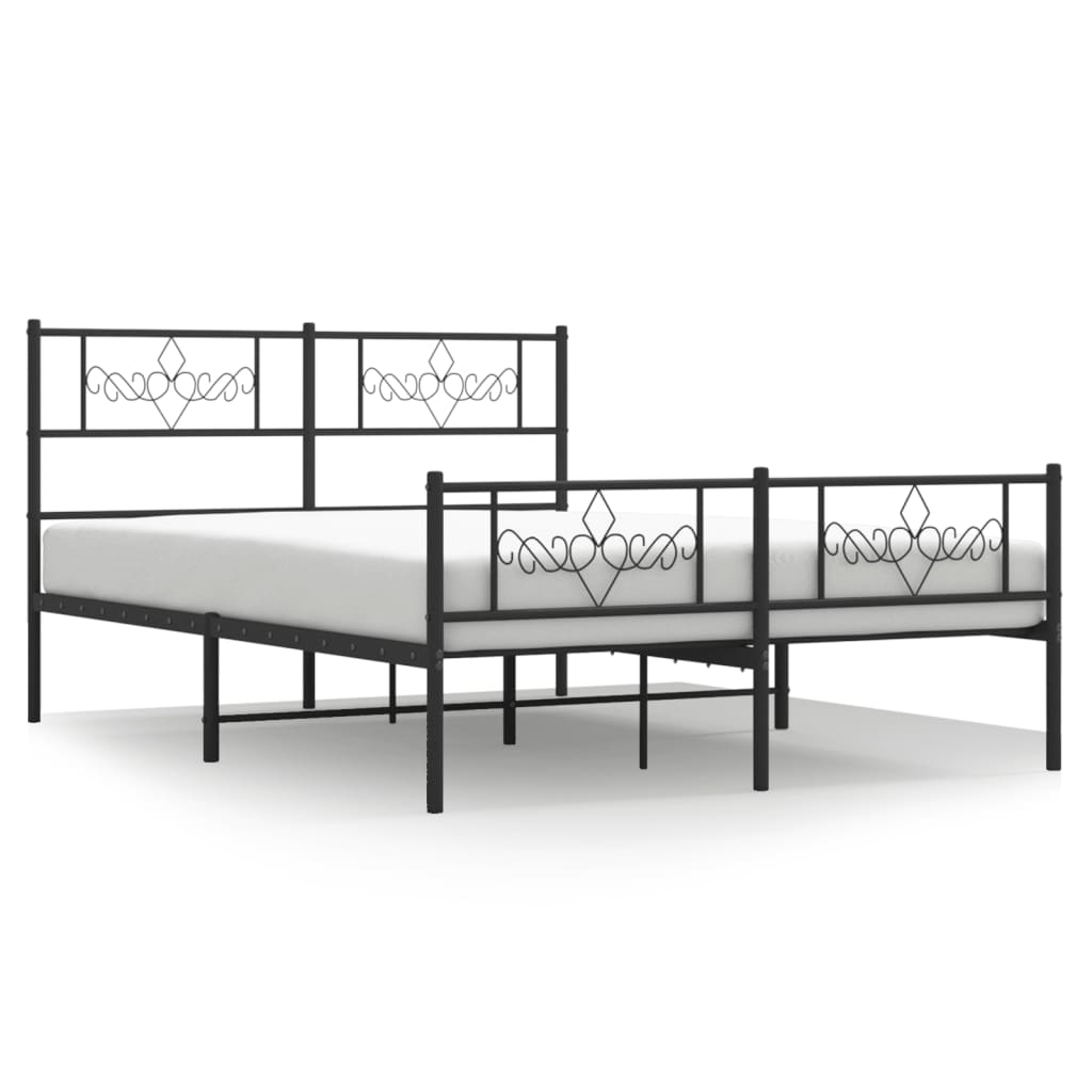 Metalni okvir kreveta uzglavlje i podnožje crni 140x190 cm
