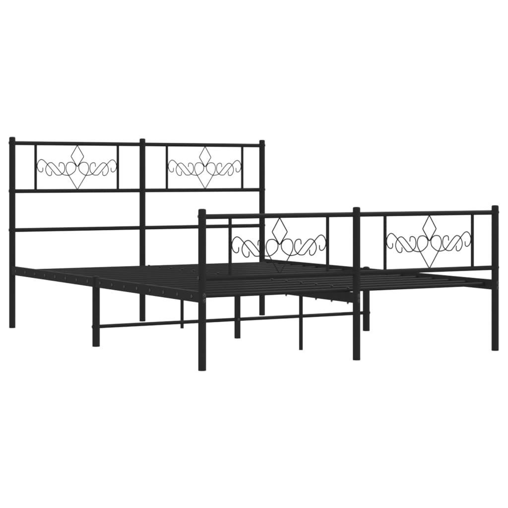 Metalni okvir kreveta uzglavlje i podnožje crni 140x190 cm