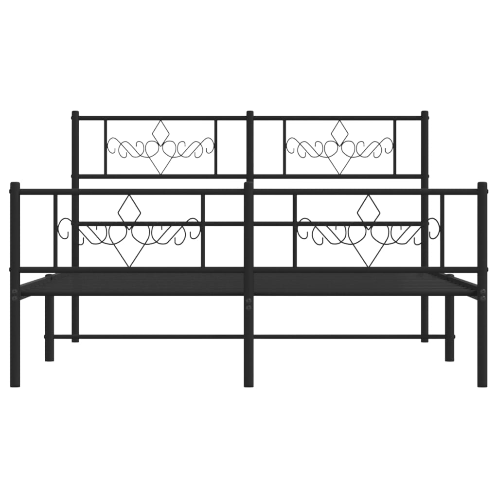 Metalni okvir kreveta uzglavlje i podnožje crni 140x190 cm