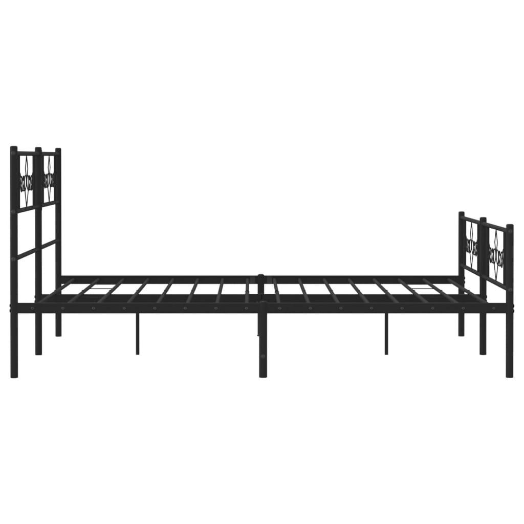 Metalni okvir kreveta uzglavlje i podnožje crni 140x190 cm