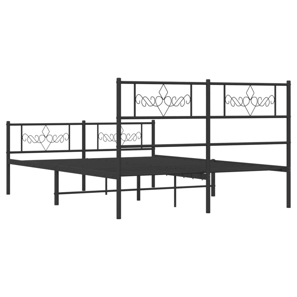 Metalni okvir kreveta uzglavlje i podnožje crni 140x190 cm
