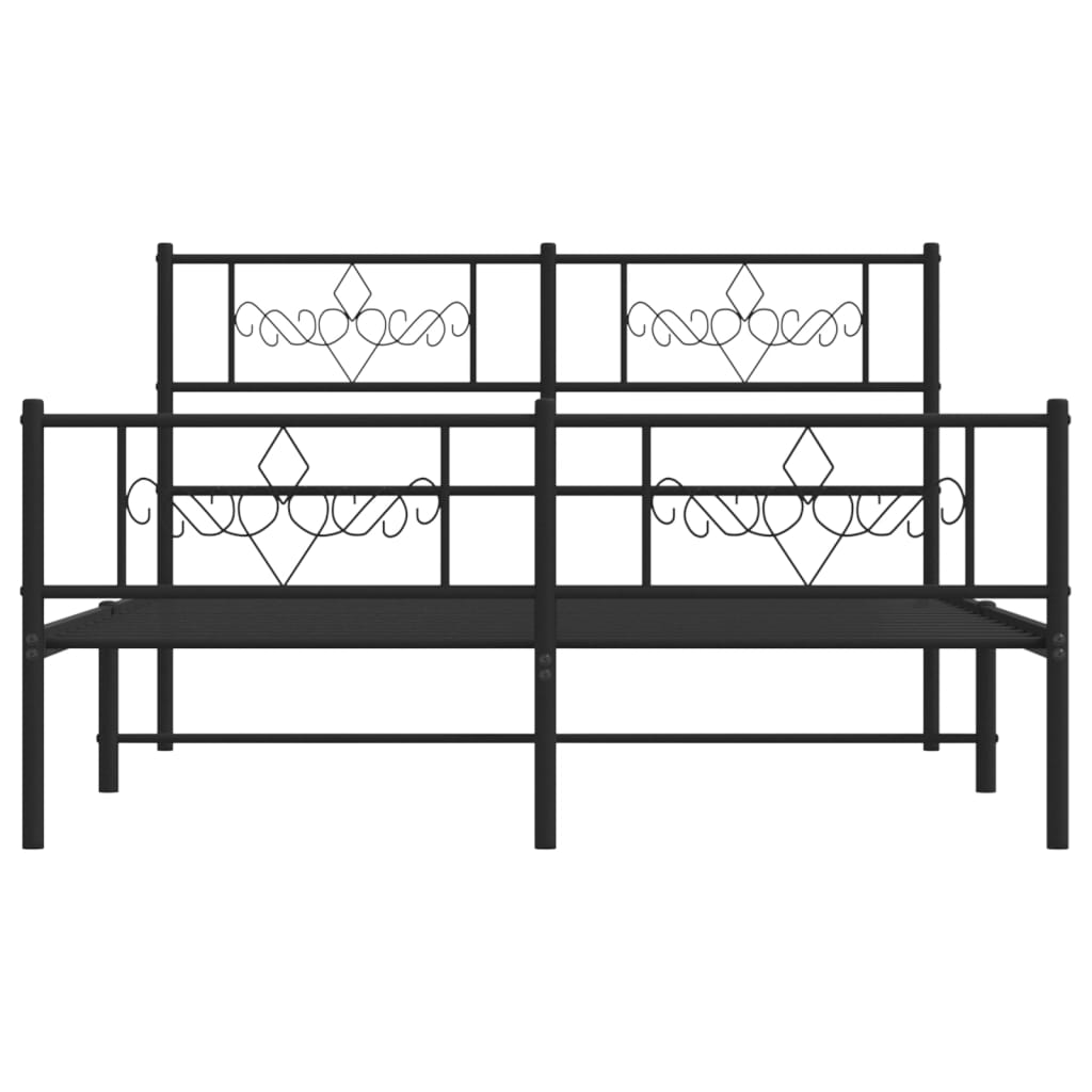 Metalni okvir kreveta uzglavlje i podnožje crni 160x200 cm
