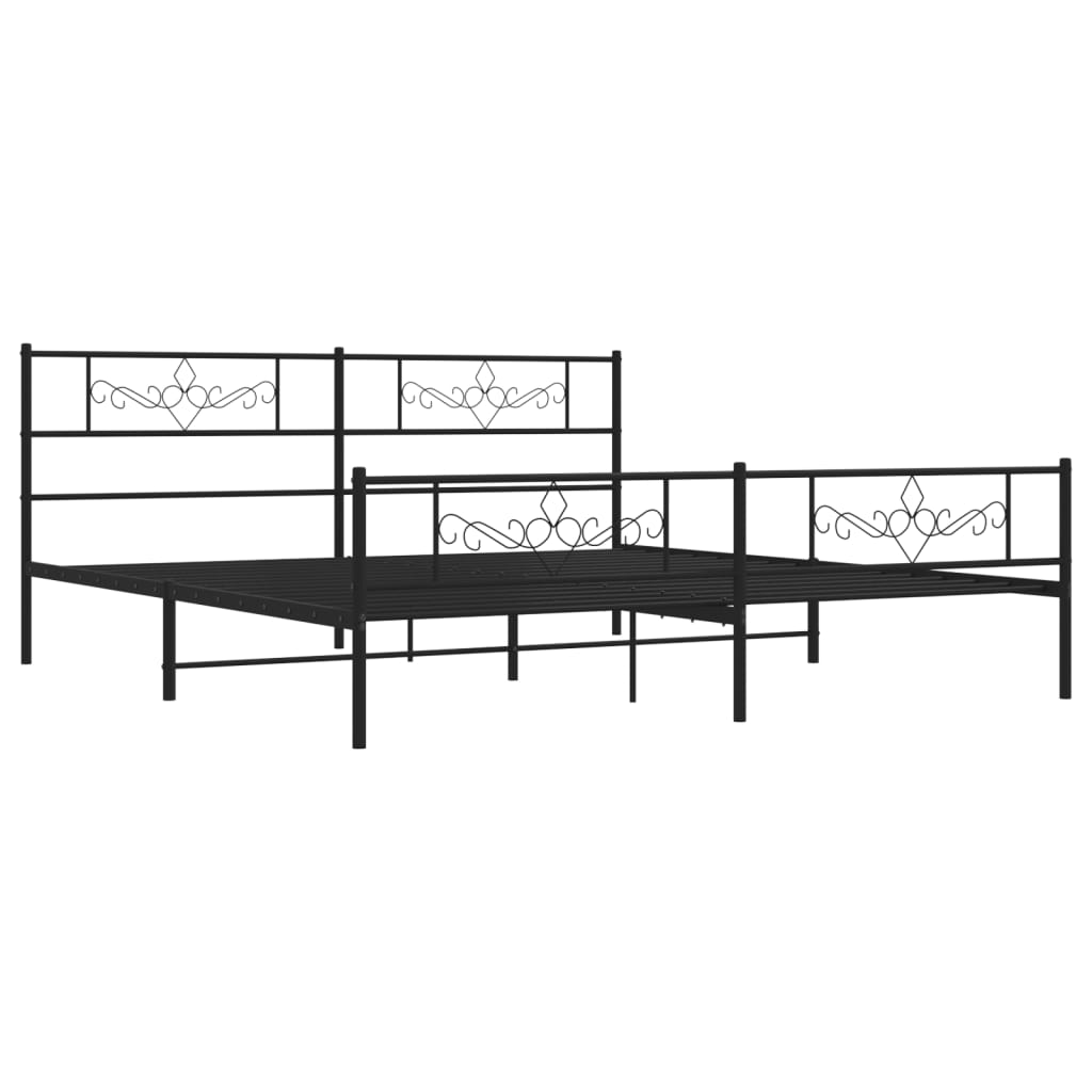 Metalni okvir krevet bez madraca s podnožjem crni 180x200 cm