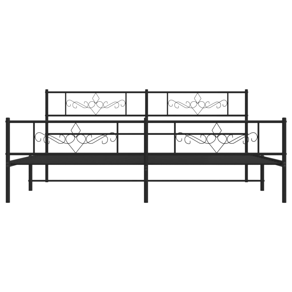 Metalni okvir krevet bez madraca s podnožjem crni 180x200 cm