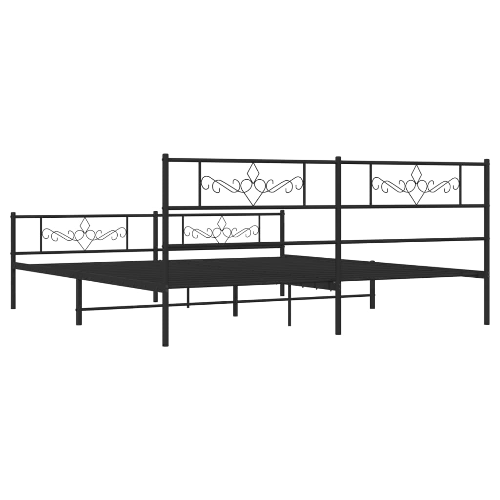 Metalni okvir krevet bez madraca s podnožjem crni 180x200 cm