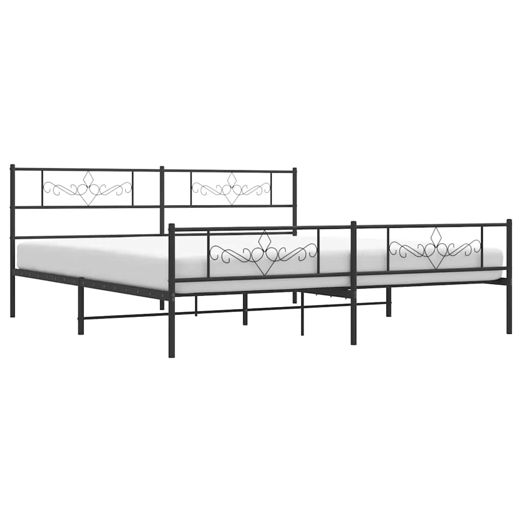 Metalni okvir kreveta uzglavlje i podnožje crni 183x213 cm