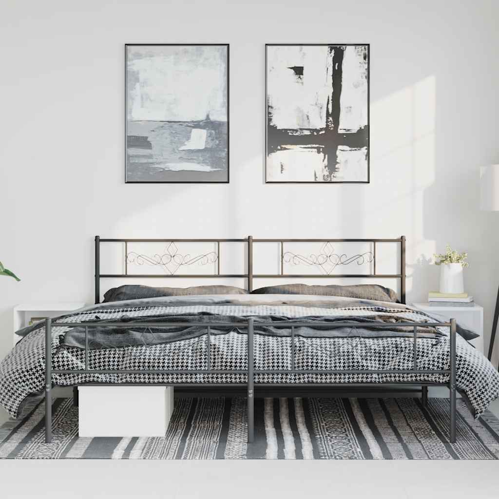 Metalni okvir kreveta uzglavlje i podnožje crni 193x203 cm