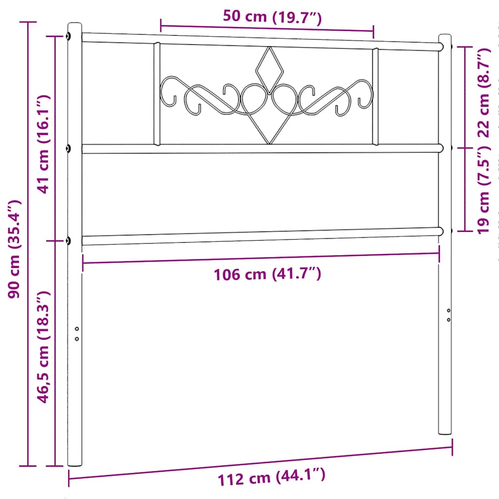 Metalno zamjensko uzglavlje crno 107 cm