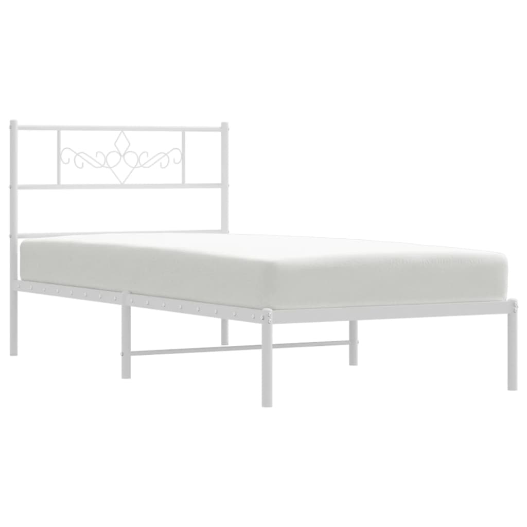 Metalni okvir krevet bez madraca s uzglavljem bijeli 75x190 cm