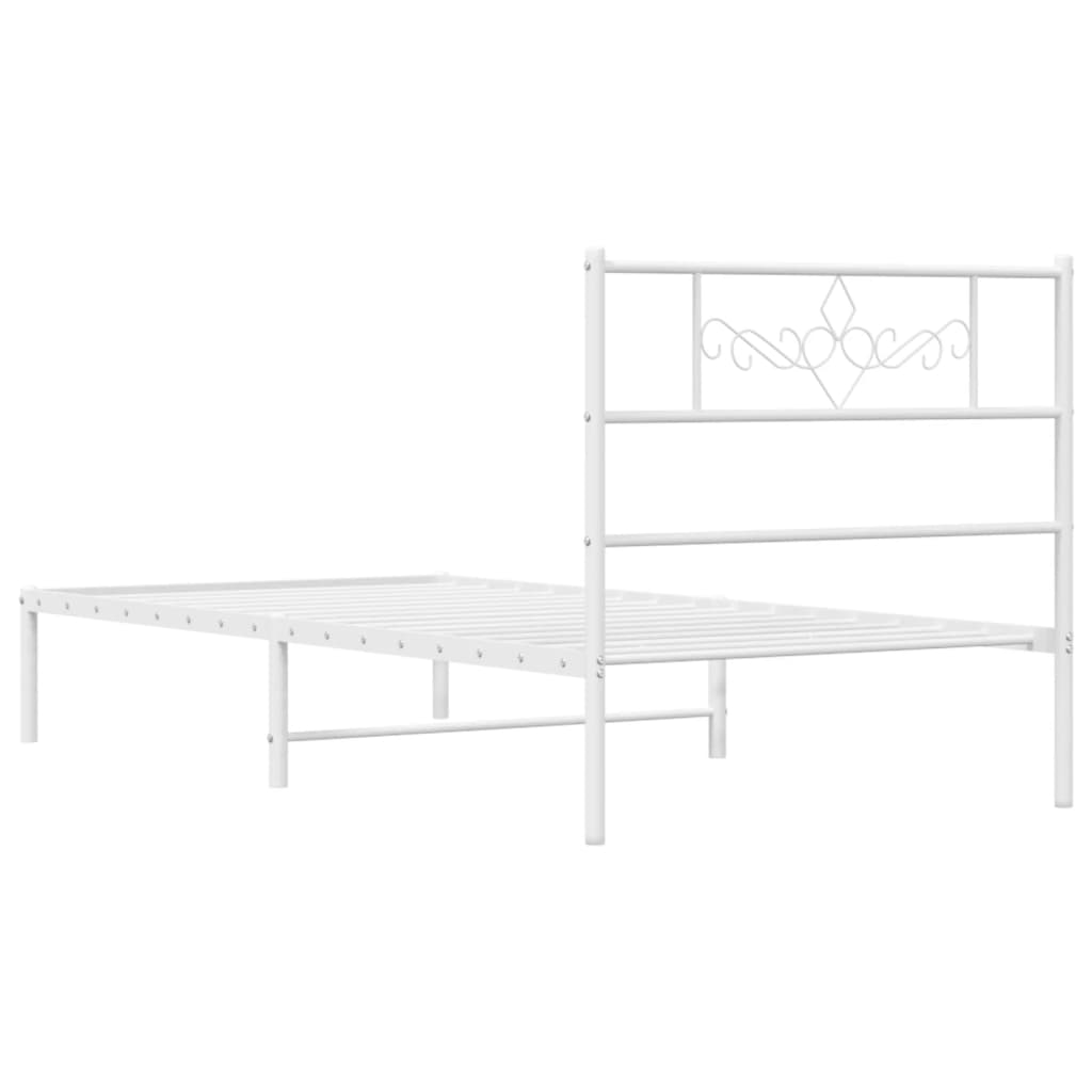 Metalni okvir za krevet s uzglavljem bijeli 90 x 190 cm