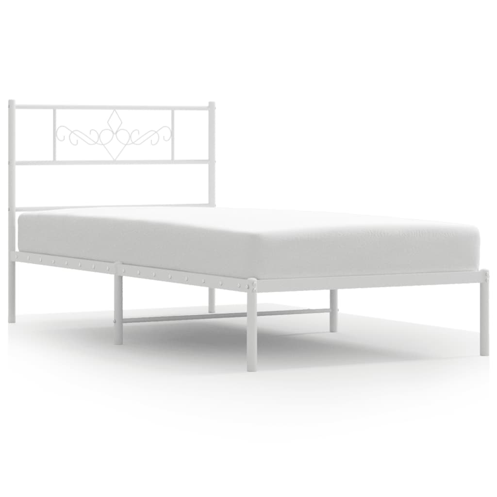 Metalni okvir za krevet s uzglavljem bijeli 90x200 cm