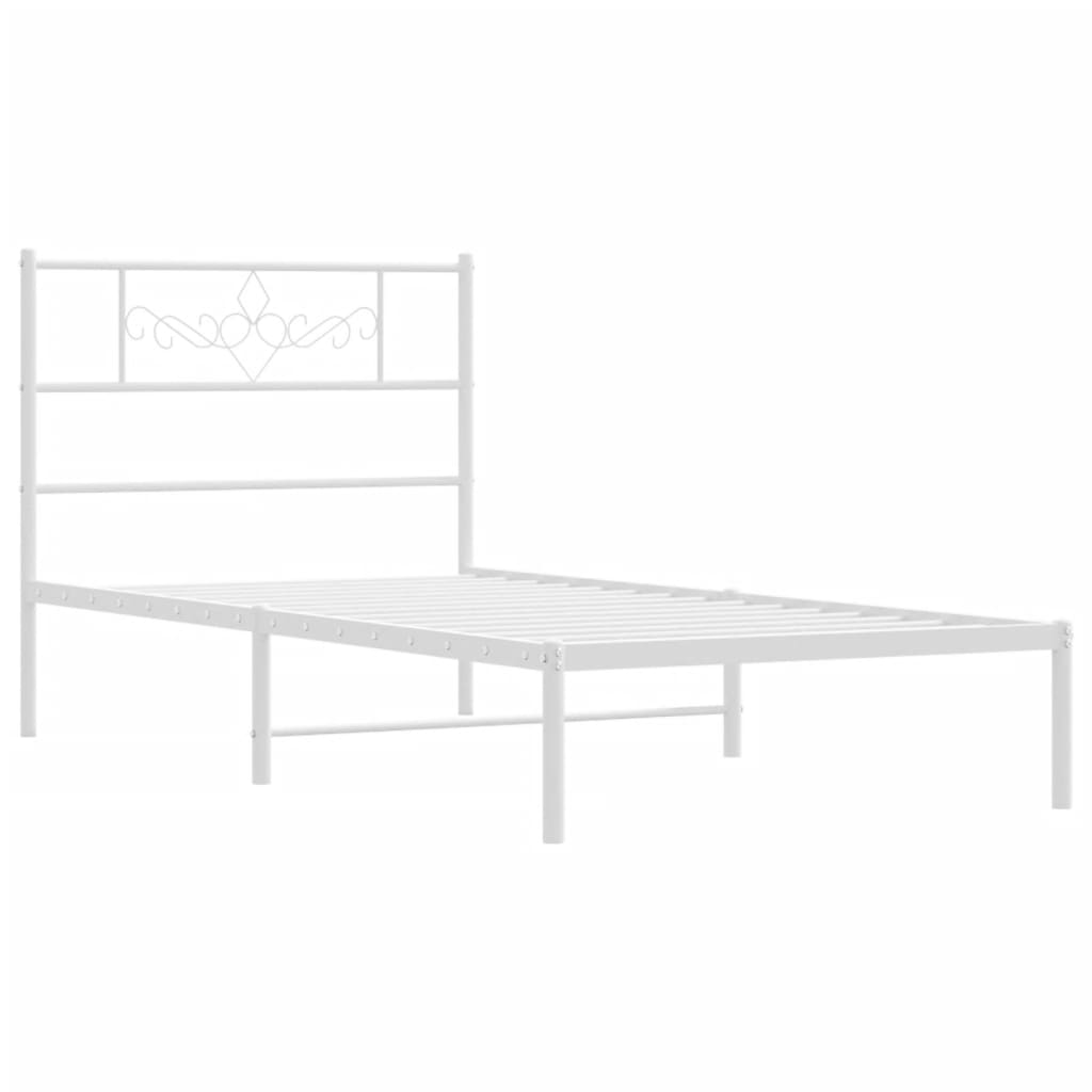 Metalni okvir za krevet s uzglavljem bijeli 90x200 cm