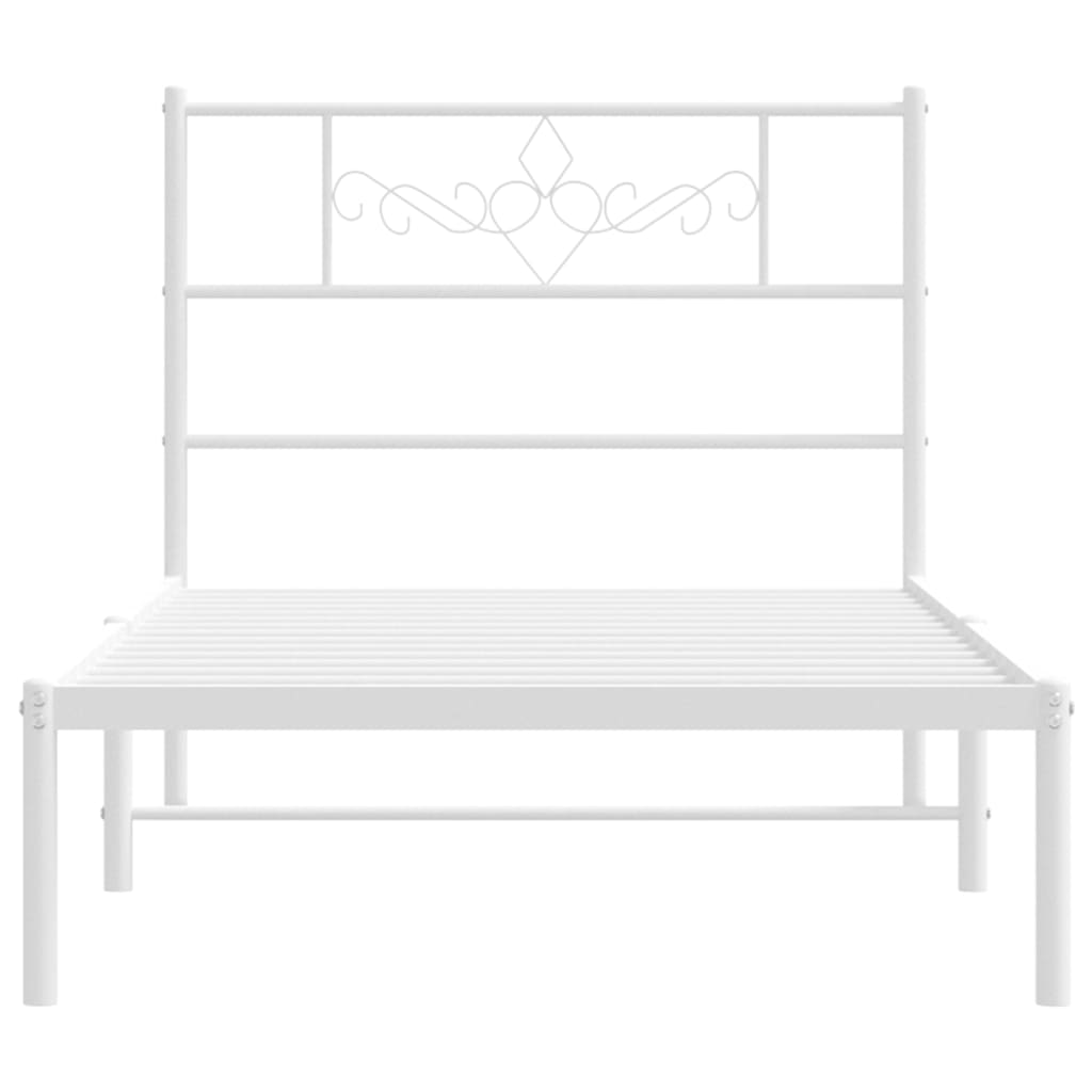 Metalni okvir za krevet s uzglavljem bijeli 90x200 cm