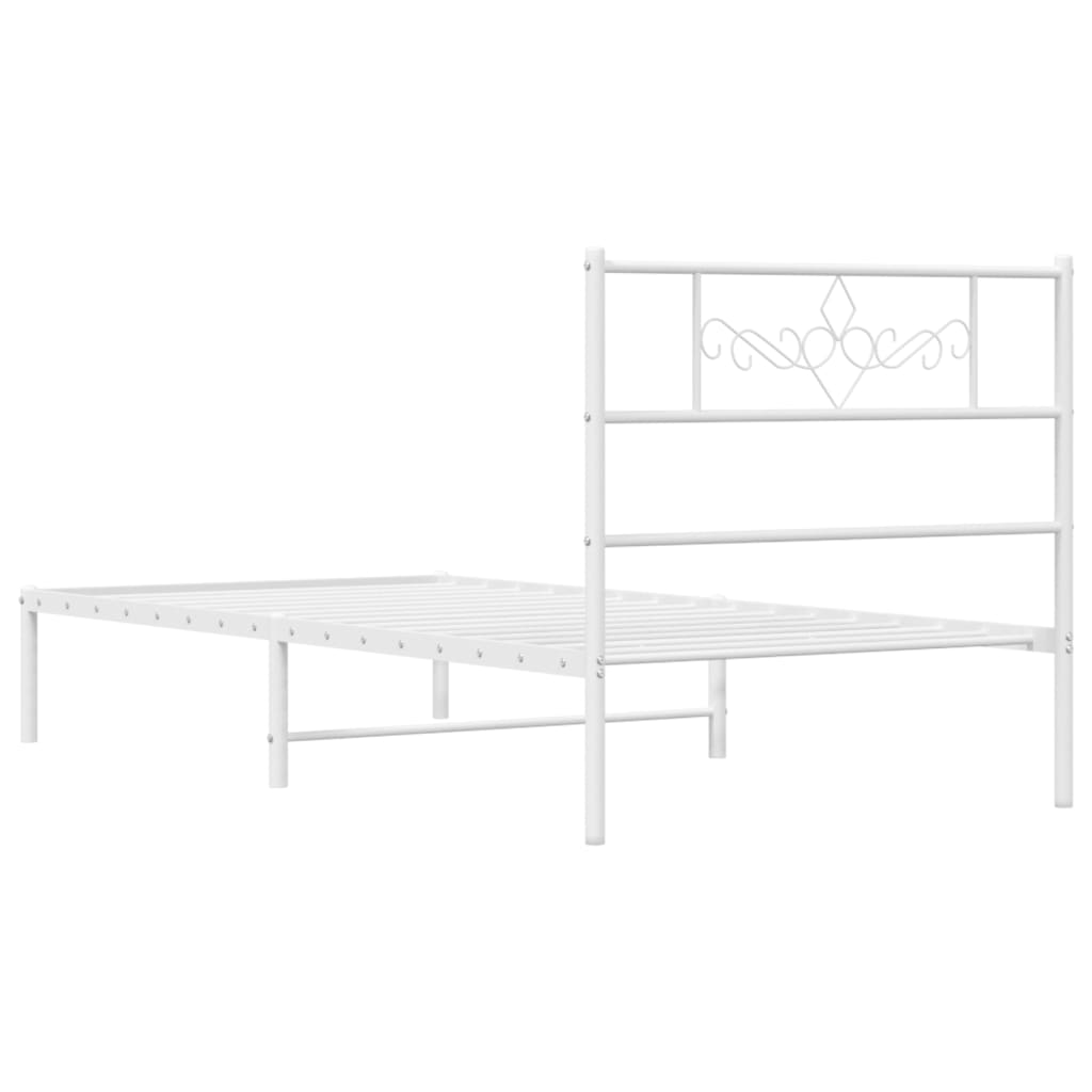 Metalni okvir za krevet s uzglavljem bijeli 90x200 cm