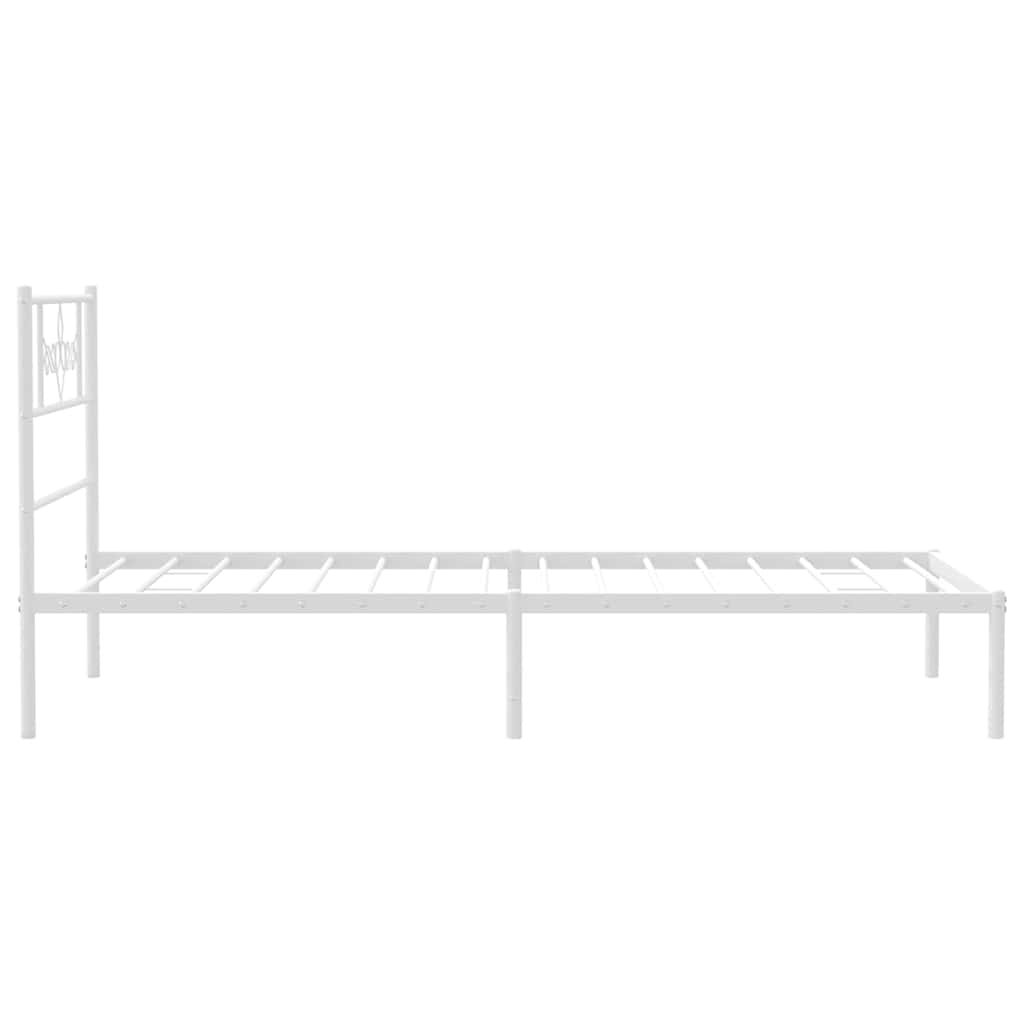 Metalni okvir za krevet s uzglavljem bijeli 100x190 cm