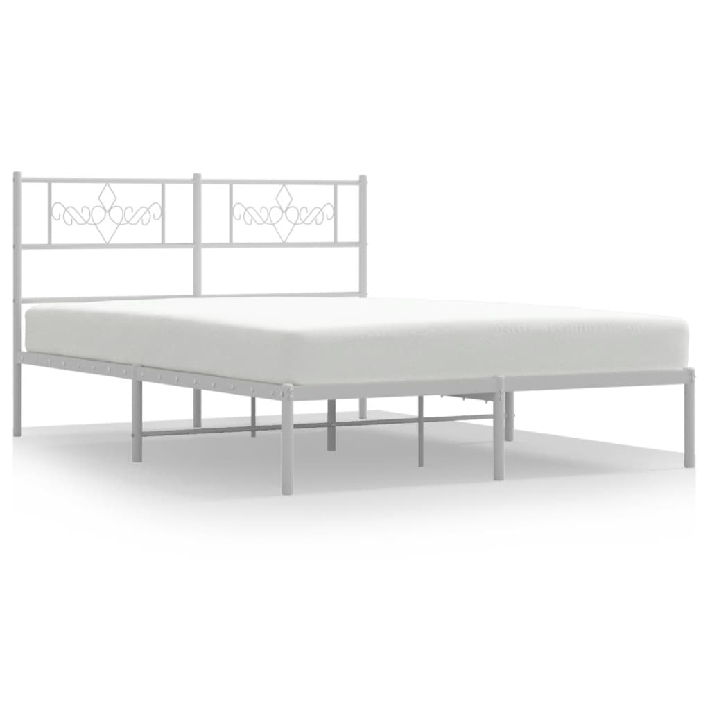 Metalni okvir za krevet s uzglavljem bijeli 120 x 190 cm