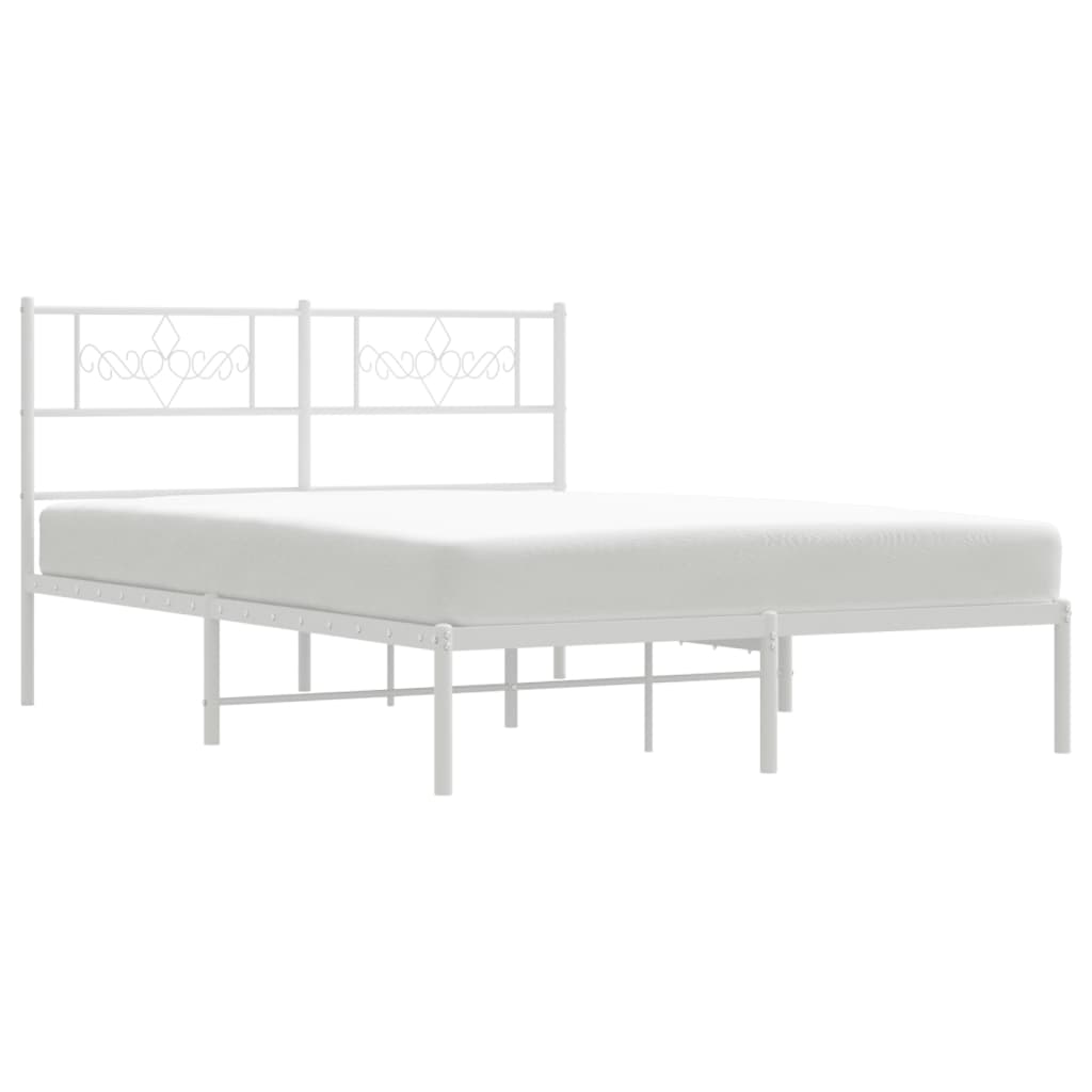 Metalni okvir za krevet s uzglavljem bijeli 120x200 cm
