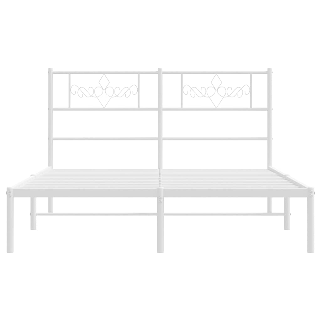 Metalni okvir za krevet s uzglavljem bijeli 135x190 cm
